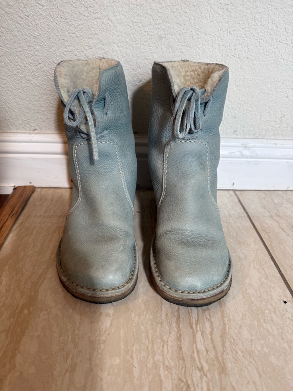 Duckfeet Light Blue Leather Shearling Lined Argus Boots - 37 - Picture 3 of 8